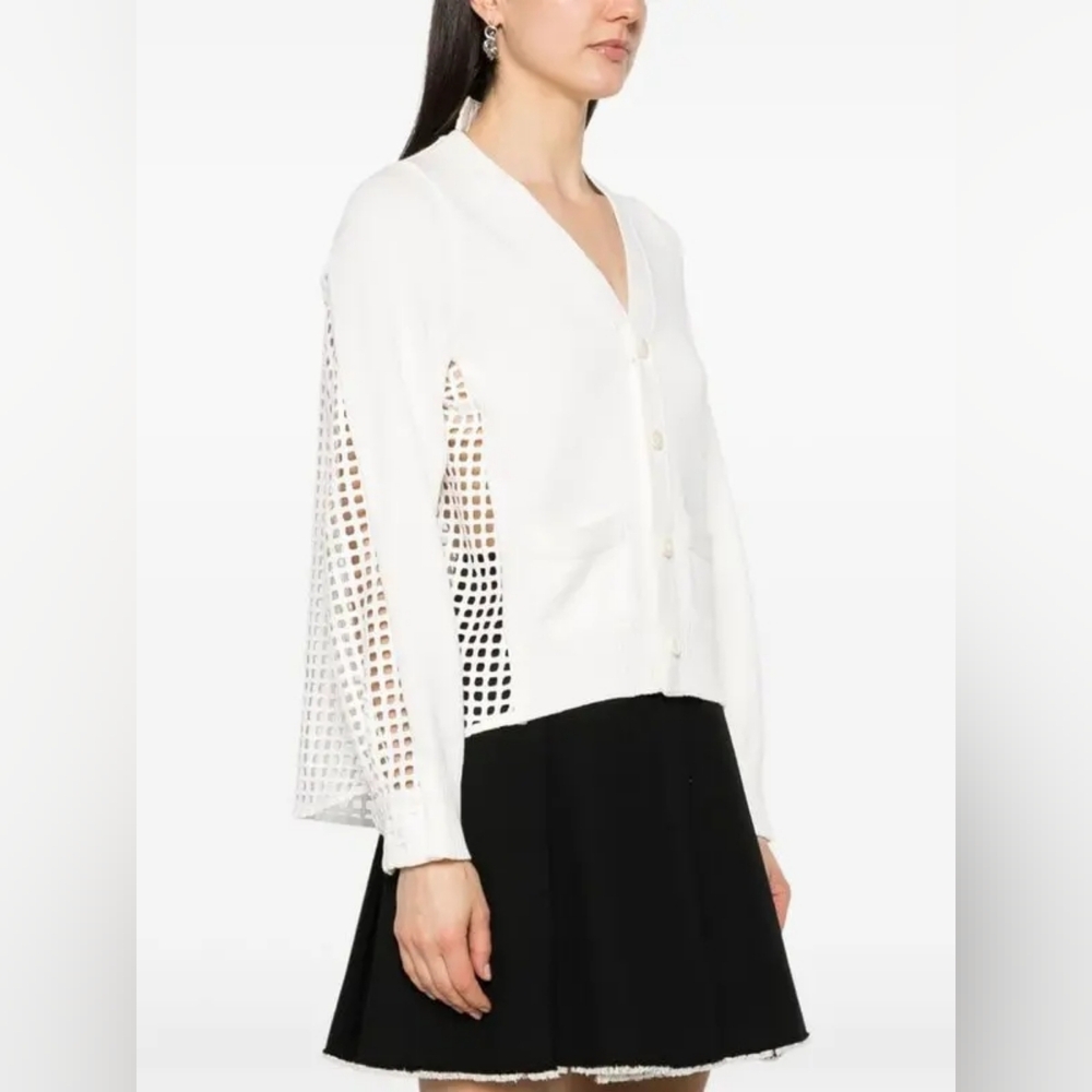 Sacai White Embroidered Cardigan XL - Picture 6 of 14